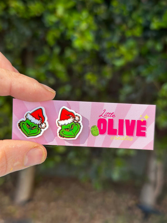 Christmas Grinch Earrings - Studs