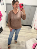 Open Knit Beach Hoodie in Mocha