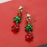 Multi Christmas Gift Bow Drop Earrings: Multi,Red