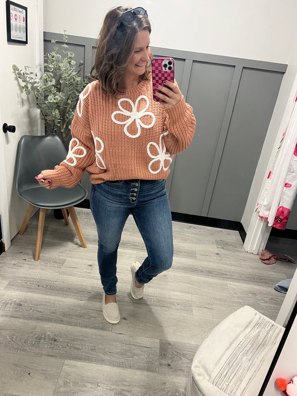 Floral Stitch Sweater