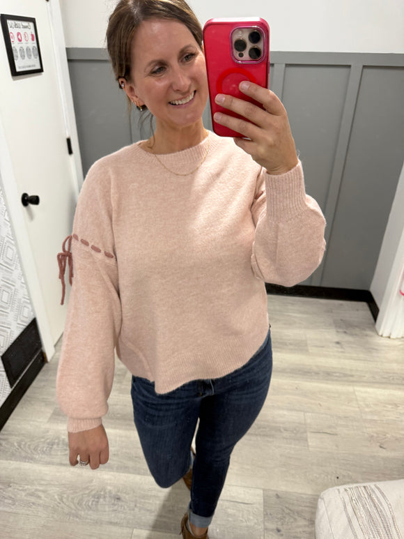 Pretty in Pink Bow Accent Sweater