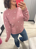 Pom Pom Polka Dot Sweater in Mauve