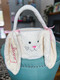 Plush Bunny Embroidered Easter Basket