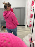Crochet Drawstring Hoodie in Pink