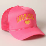 Sunkissed Embroidery Foam Mesh Back Trucker Hat: FUCHSIA / ONE SIZE