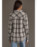Kendra Shacket in Light Grey and Sage Plaid