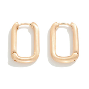 Gold Rounded Rectangle Huggie Hoop