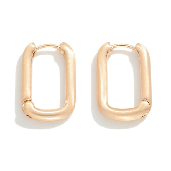 Gold Rounded Rectangle Huggie Hoop