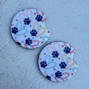 Hearts and Paws Car Coaster Set