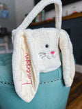 Plush Bunny Embroidered Easter Basket