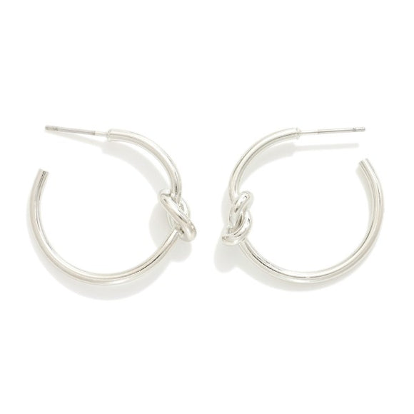 Silver Knot Hoops