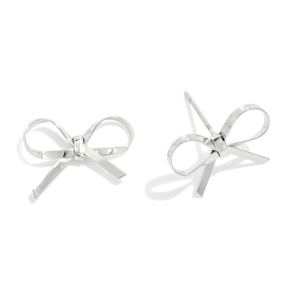 Dainty Silver Bow Earrings