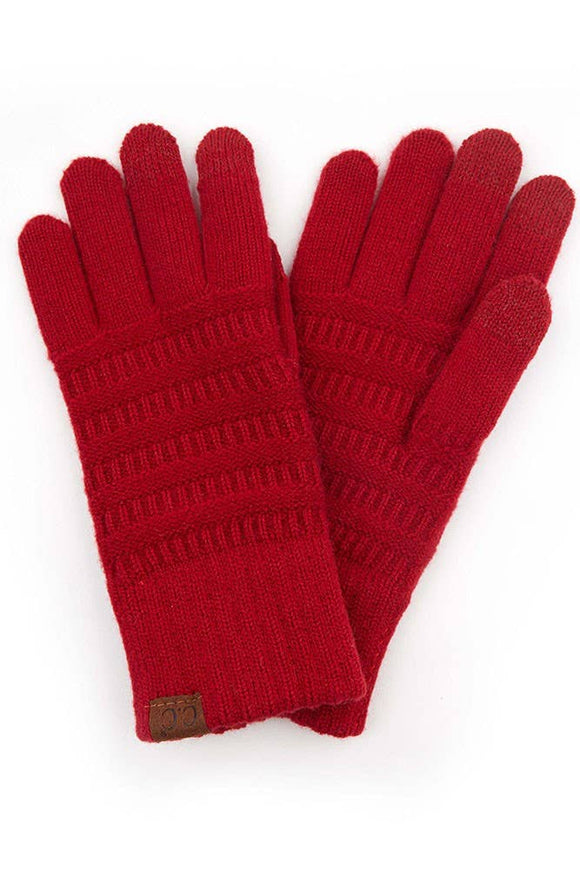 Chili Pepper C.C Solid Ribbed Knit Gloves