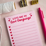 Lists Are My Love Language Notepad | Valentine's Stationery