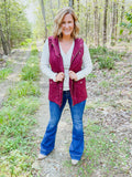 Crisp Fall Vest in Burgundy