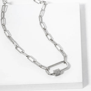 Gold Carabiner Chain Necklace: Silver