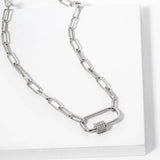 Gold Carabiner Chain Necklace: Silver