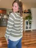 Color Block Stripe Sweater in Olive