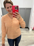 Henley Ruffle Sweater in Creamsicle