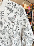 Rooster Floral Print Cozy Sweatshirt
