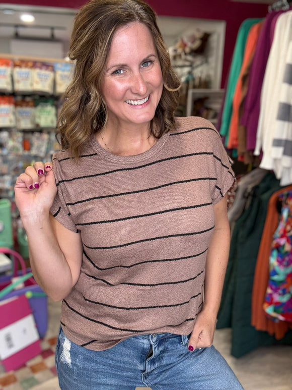Harley Mocha Striped Short Sleeve