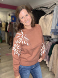 Embroidered Sleeve Sweater in Copper