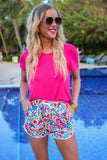 Fiesta Time White Everyday Shorts