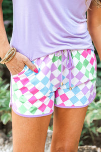 Spring Vibes Checkered Everyday Shorts