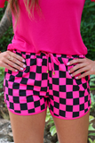 Pink & Black Checkered Everyday Shorts