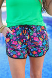 Fiesta Time Black Floral Everyday Shorts