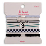 "Balance" Black & White Yin Yang Hair Tie Bracelets: Medium