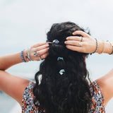 "Roxy Ocean Bloom" Tropical Blues Hair Tie Bracelets: Medium