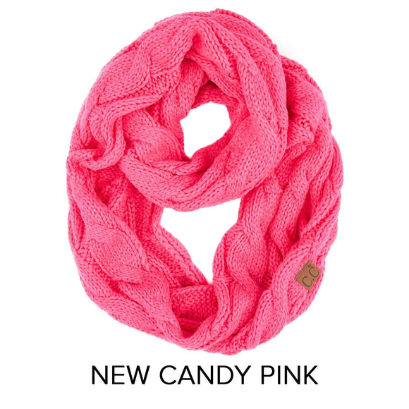 CC Cable Scarf in New Candy Pink