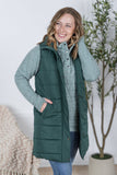 Harlow Long Vest in Hunter Green