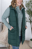 Harlow Long Vest in Hunter Green