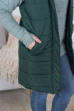 Harlow Long Vest in Hunter Green