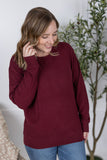 Corinne Ribbed Pullover in Burgundy