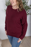 Corinne Ribbed Pullover in Burgundy