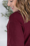 Corinne Ribbed Pullover in Burgundy