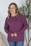 Corinne Ribbed Pullover in Plum