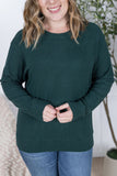Corinne Ribbed Pullover in Evergreen