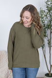 Corinne Ribbed Pullover in Olive