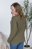 Corinne Ribbed Pullover in Olive