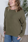 Corinne Ribbed Pullover in Olive