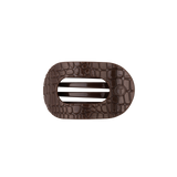 Brown Crocodile Small Flat Round Hair Clip