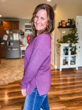 Purple Front Seam Waffle Sweater