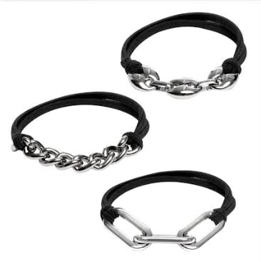 Bracelet Hair Ties in Chain Silver with Black