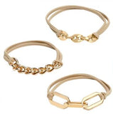 Bracelet Hair Ties in Gold Chain with Tan