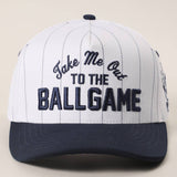 Take Me Out to the Ballgame Pinstripe Trucker Hat: NAY-WHT / ONE SIZE