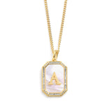 Gold E Mother Of Pearl Initial Necklace
